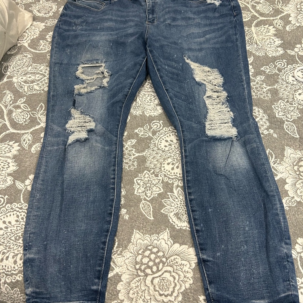 Judy Blue Skinny Blue Distressed Jeans
